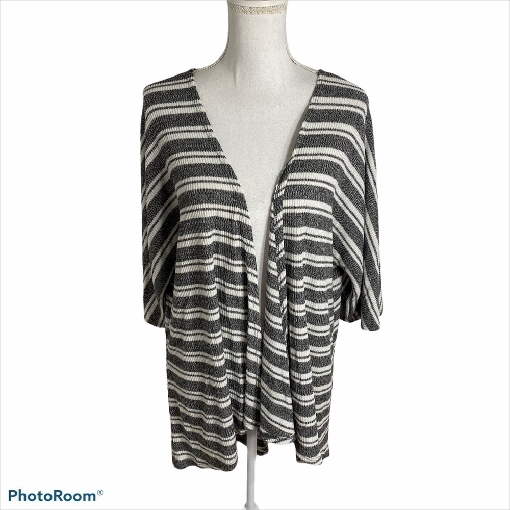 Lularoe Gray White Striped Cardigan Small